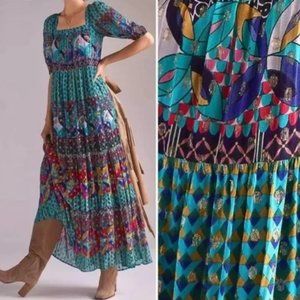 NWT Abstract Maxi Dress by Anthropologie Plus size
